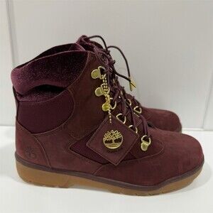 Timberland Legends Club Vol IX Womens Ankle Combat Boots Burgundy Gold